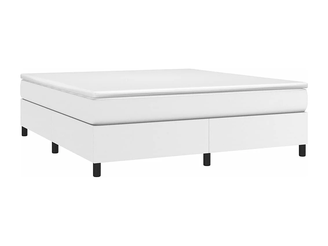 vidaXL Cama box spring con colchón cuero sintético blanco 160x200 cm
