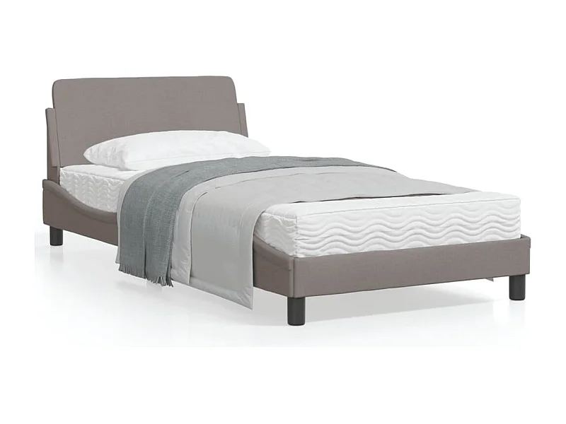 Cadre de lit avec tête de lit Taupe 100x200 Tissu