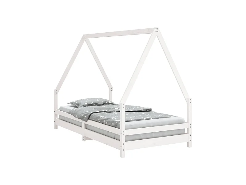 Cadre de lit pour enfants blanc 90x190 bois de pin massif