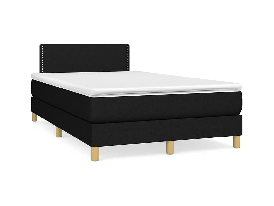 Sommier à lattes de lit matelas et LED noir 120x190 tissu