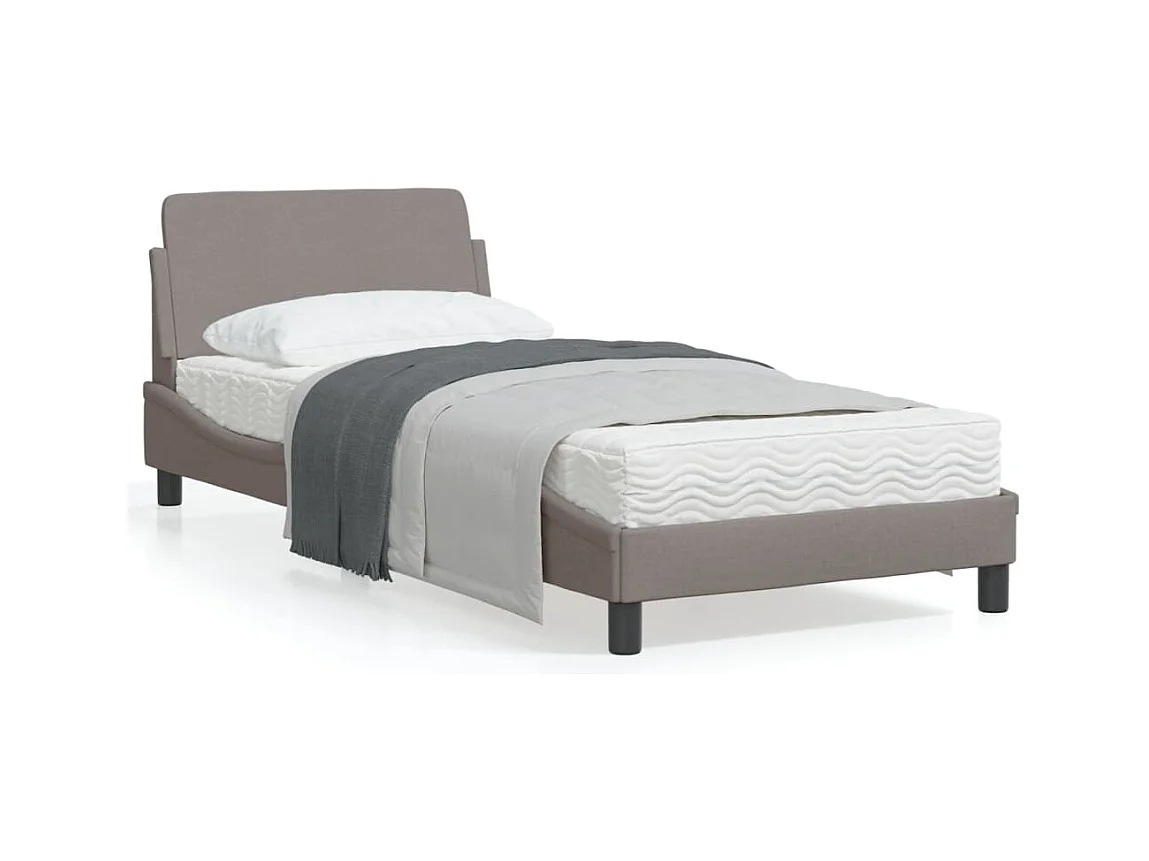 Cadre de lit avec tête de lit Taupe 90x190 Tissu