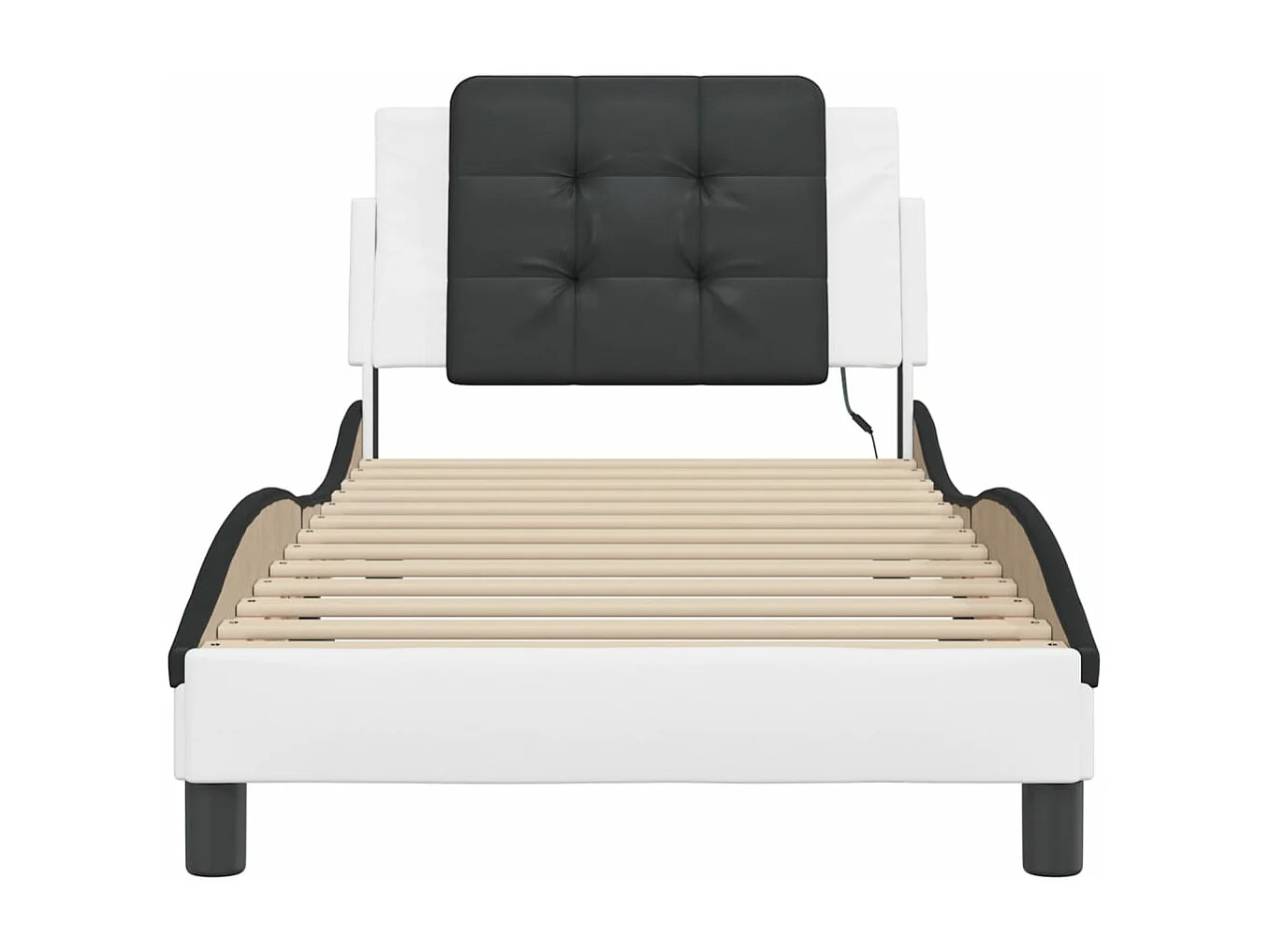 Cadre de lit avec lumières LED blanc noir 100x200 similicuir