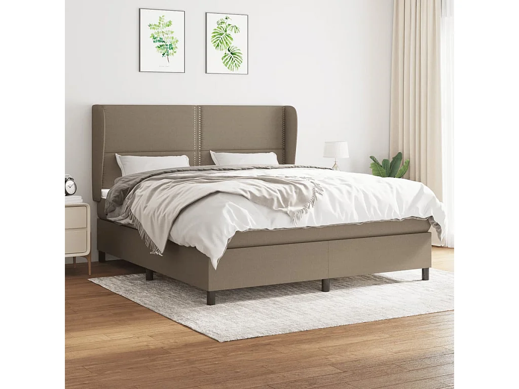 Sommier à lattes de lit avec matelas Taupe 160x200 Tissu