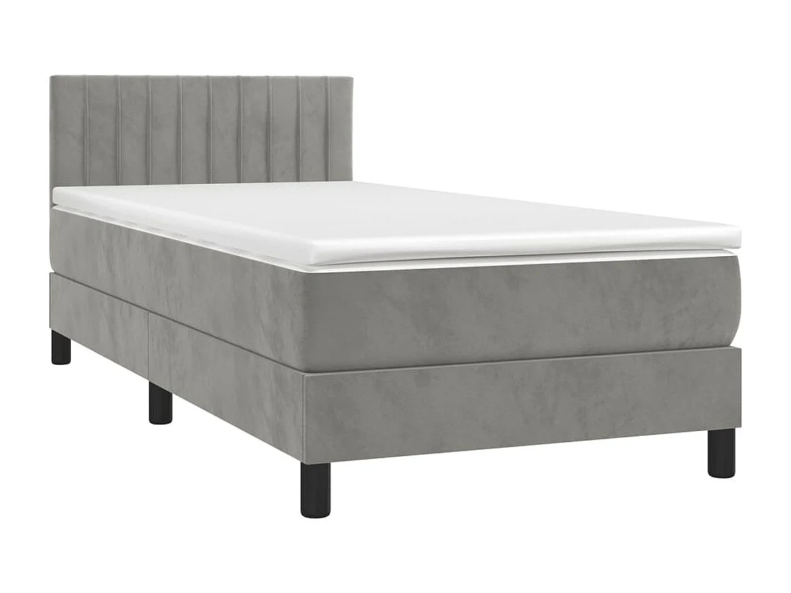 Sommier à lattes de lit et matelas et LED Gris clair 80x200