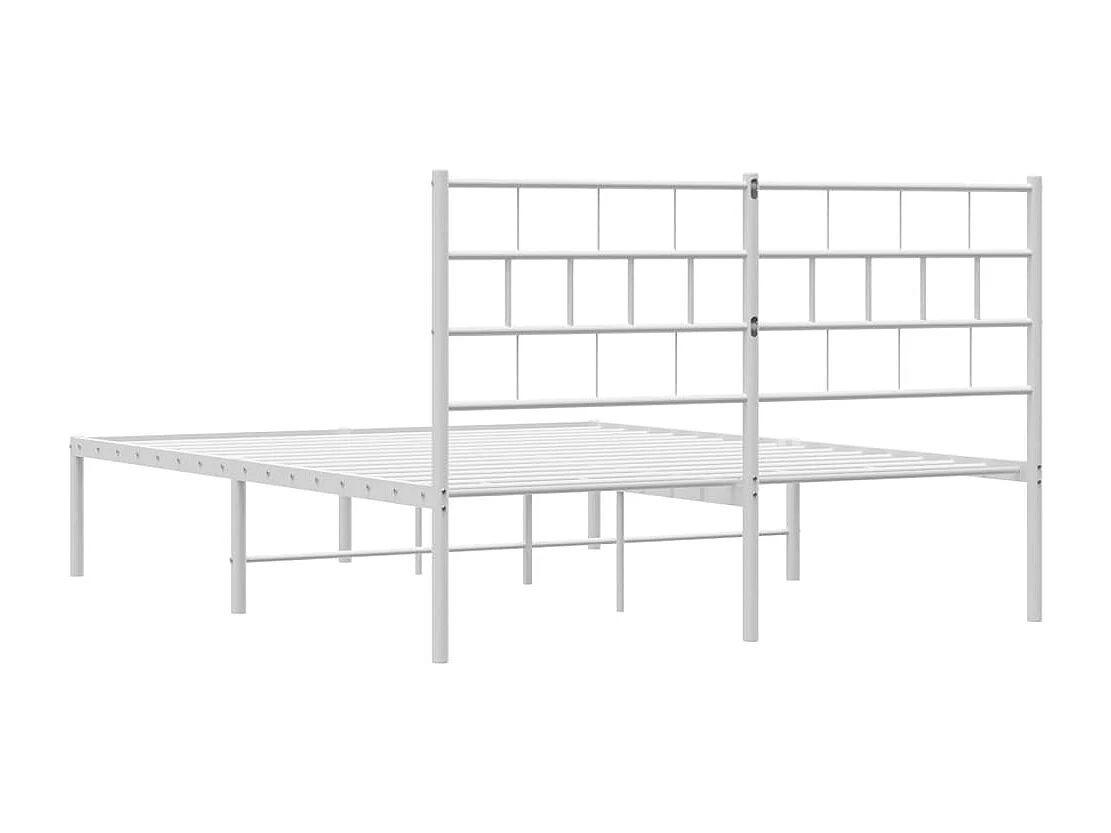 Cadre de lit métal avec tête de lit blanc 120x200