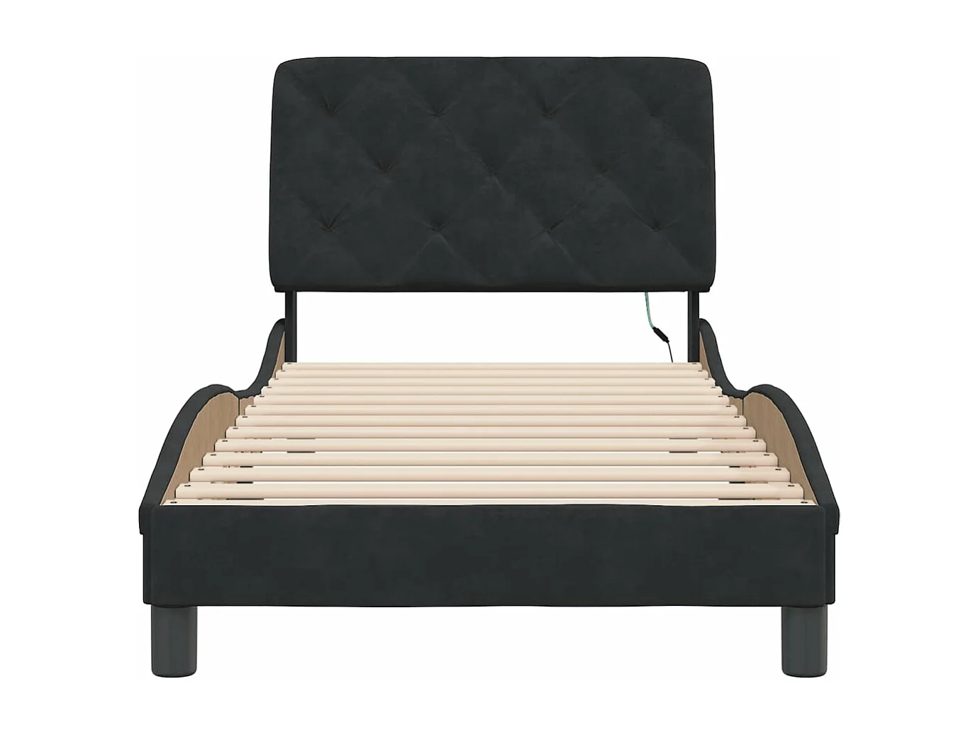 Cadre de lit avec lumières LED noir 90x190 velours