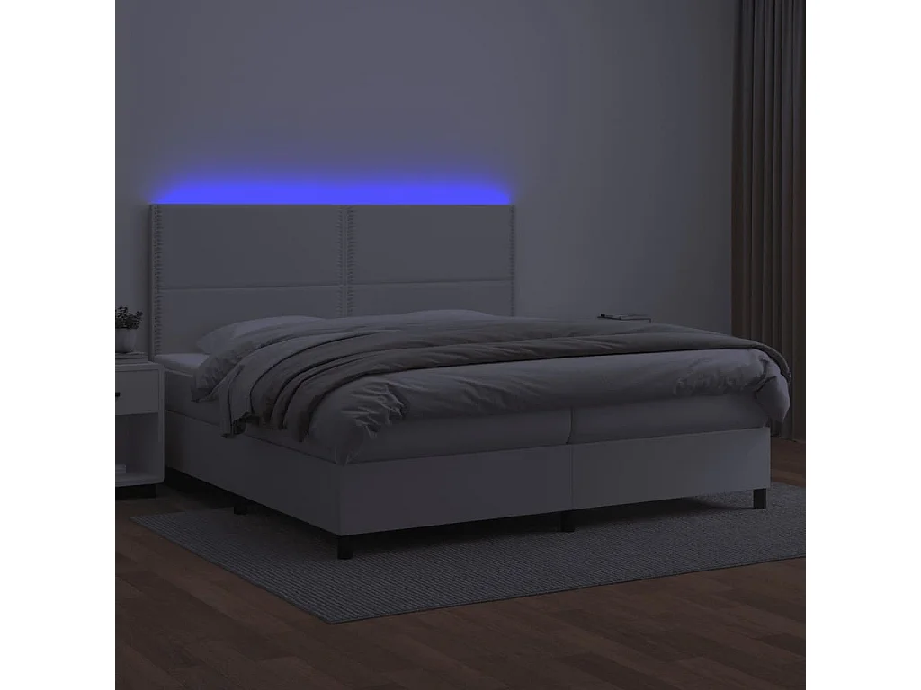 Sommier à lattes de lit avec matelas et LED Blanc 200x200