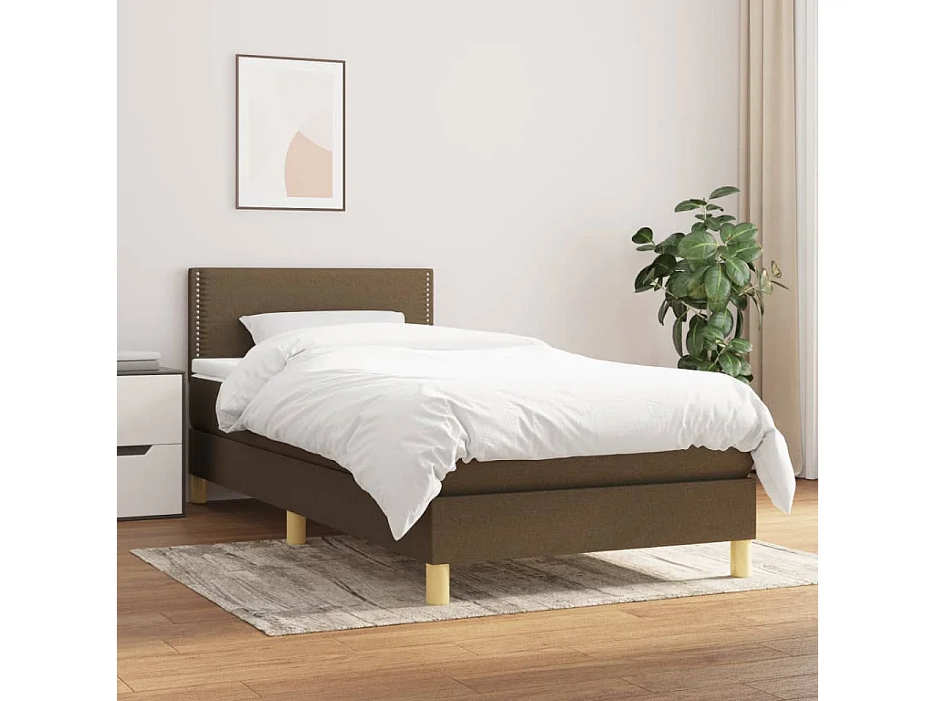 Sommier à lattes de lit avec matelas Marron foncé 90x190