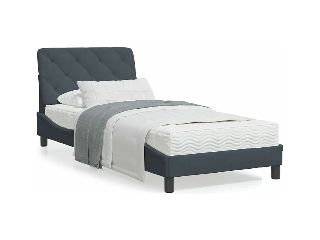 Lit avec matelas gris foncé 80x200 velours