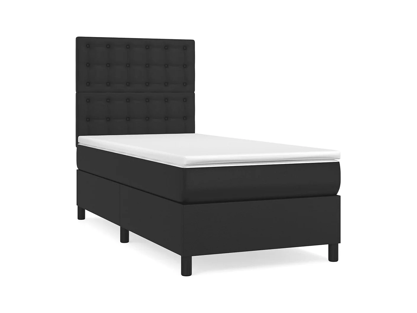 Sommier à lattes de lit avec matelas Noir 90x200 Similicuir