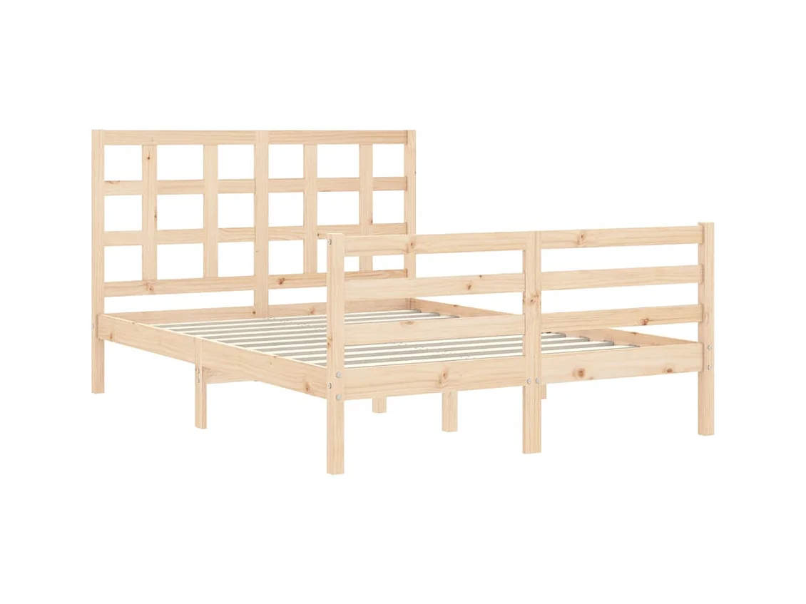 Bedframe met hoofdbord massief hout 140x190 cm