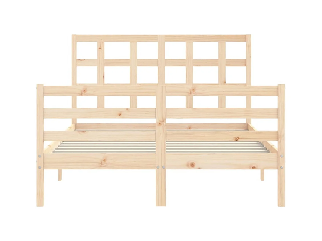 Bedframe met hoofdbord massief hout 140x190 cm