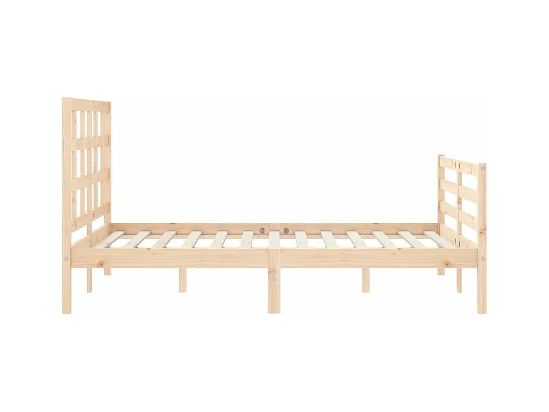 Bedframe met hoofdbord massief hout 140x190 cm