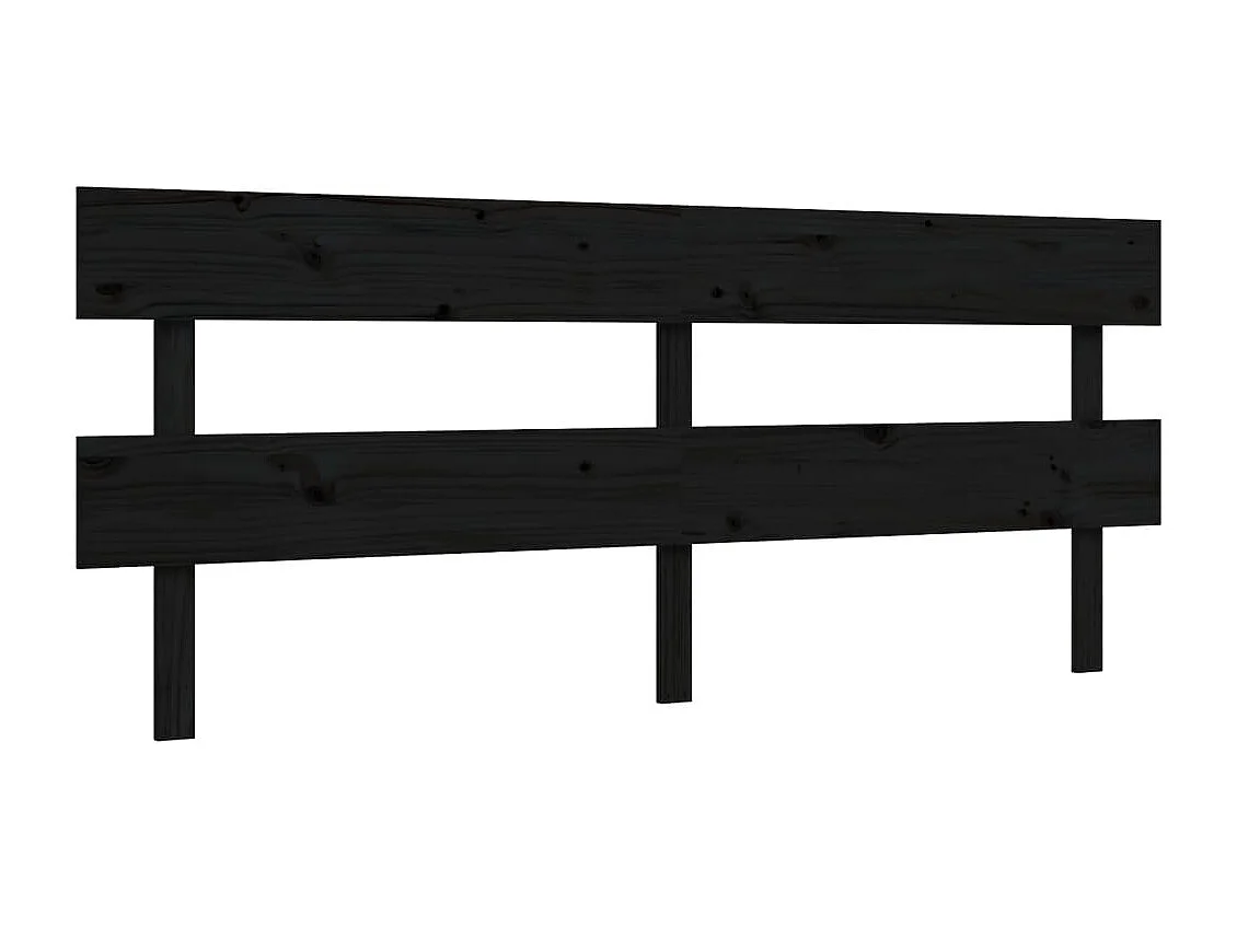 Cadre de lit avec tête de lit noir 200x200 bois massif