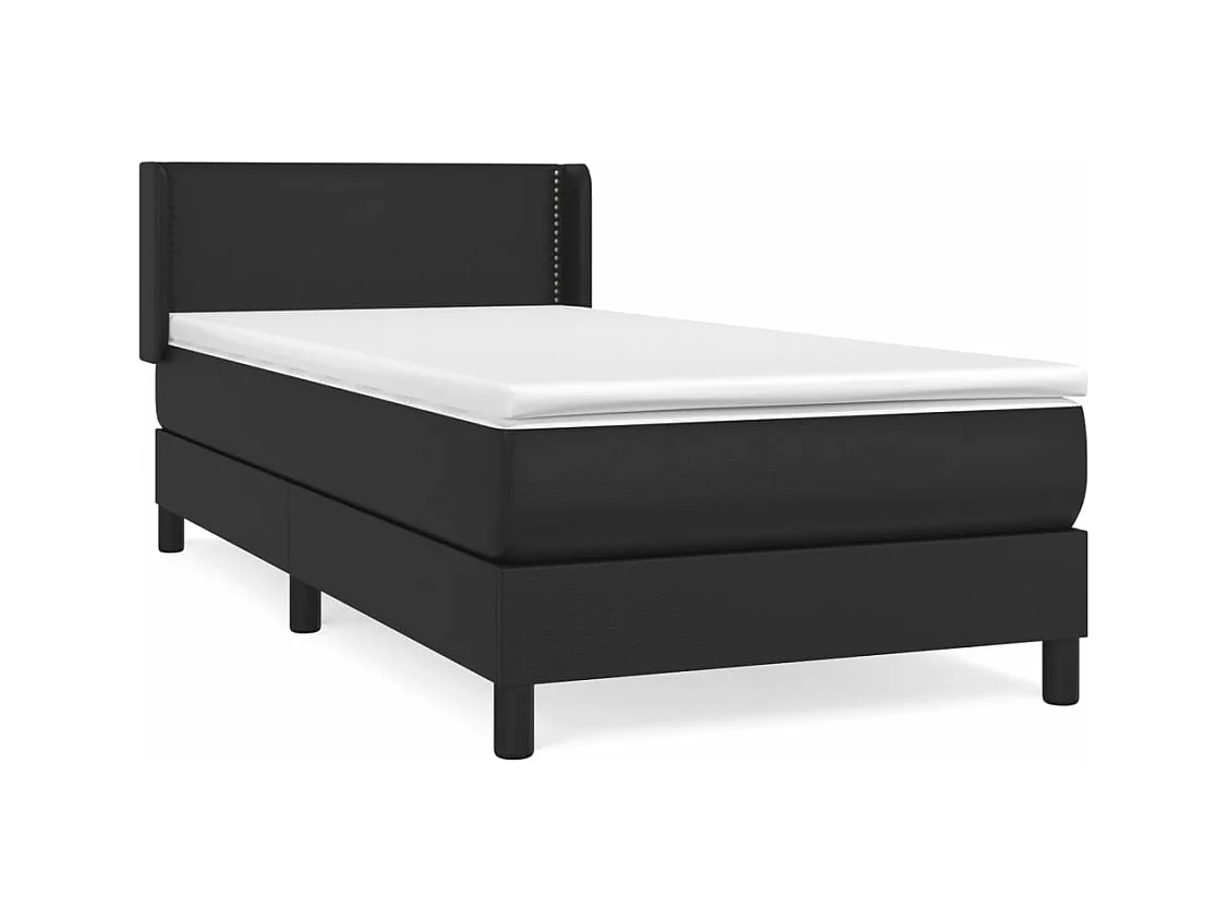 Sommier à lattes de lit avec matelas Noir 90x190 Similicuir
