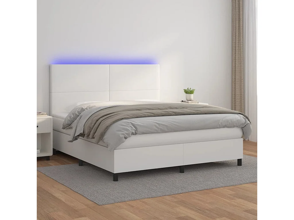 Sommier à lattes de lit avec matelas et LED Blanc 180x200