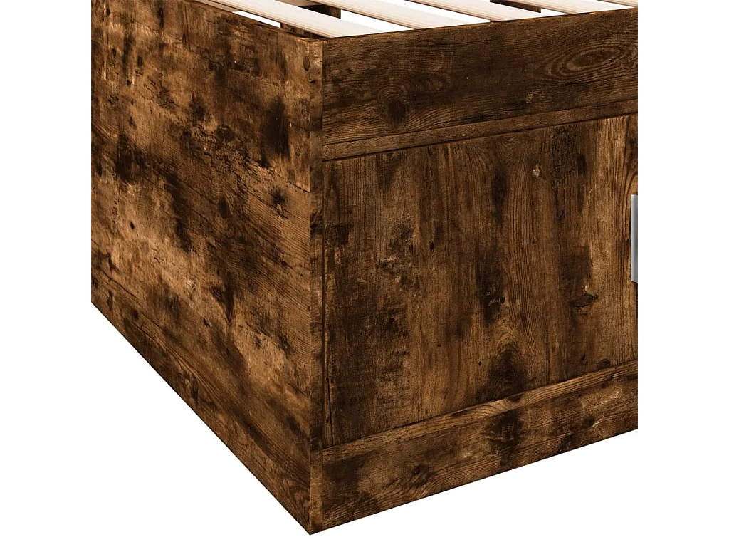 Lit de jour et tiroirs chêne fumé 90x200 bois d'ingénierie