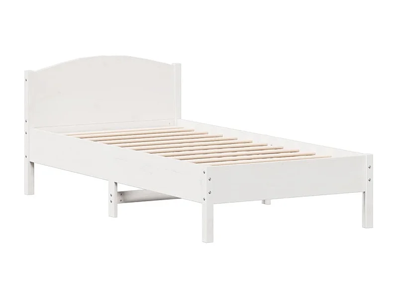 Cadre de lit avec tête de lit blanc 75x190 bois de pin massif