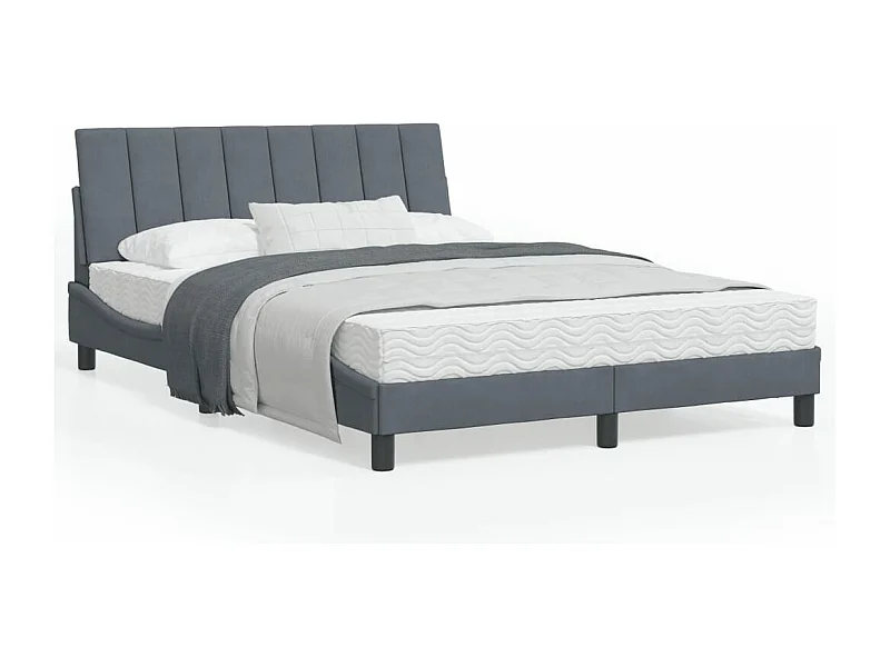 Cadre de lit avec tête de lit Gris foncé 120x200 Velours