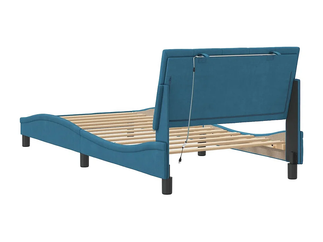 Cadre de lit avec lumières LED bleu 100x200 velours