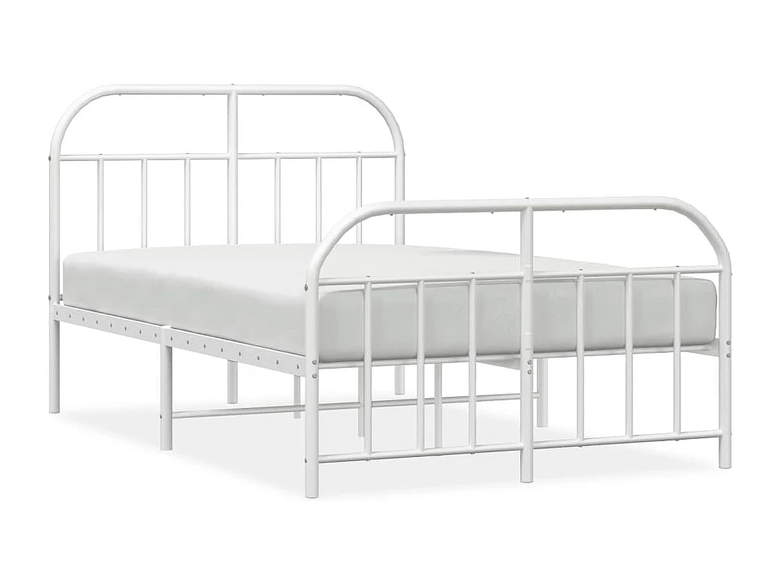 Cadre de lit métal avec tête de lit-pied de lit blanc 120x200