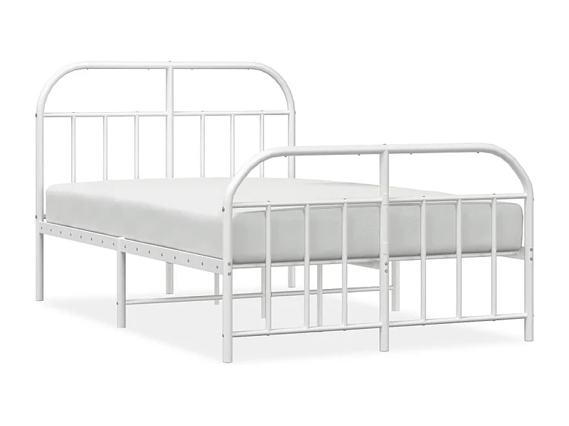 Cadre de lit métal avec tête de lit-pied de lit blanc 120x200