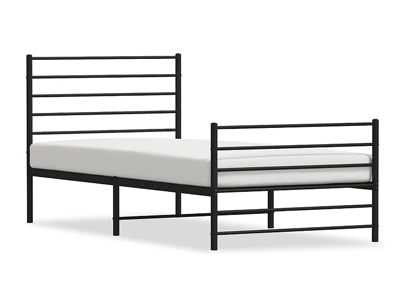 Cadre de lit métal avec tête de lit-pied de lit noir 100x190