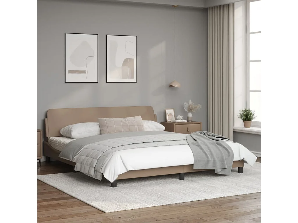 Cadre de lit avec tête de lit Cappuccino 180x200 Similicuir