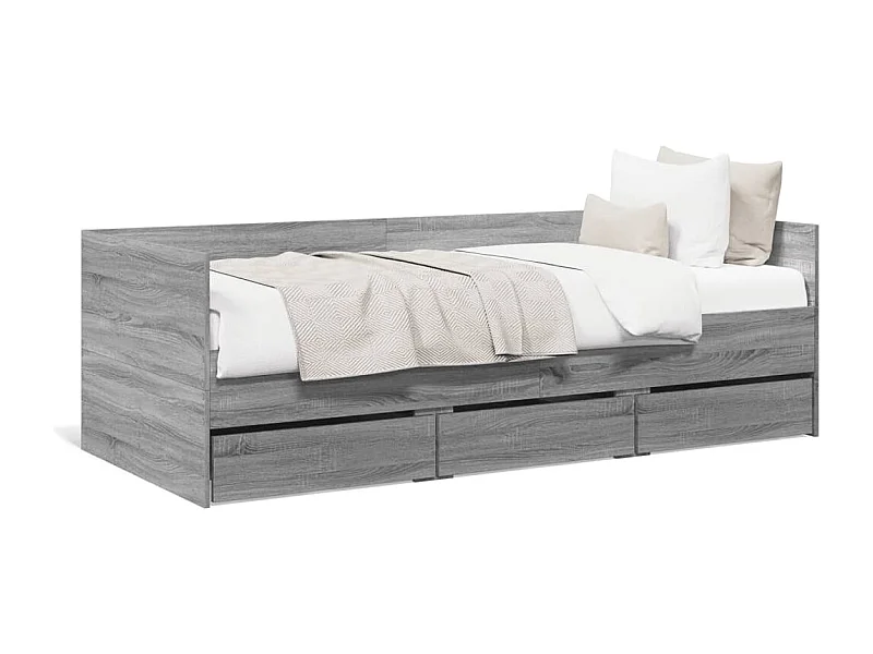 Lit de jour et tiroirs sonoma gris 100x200 bois d'ingénierie