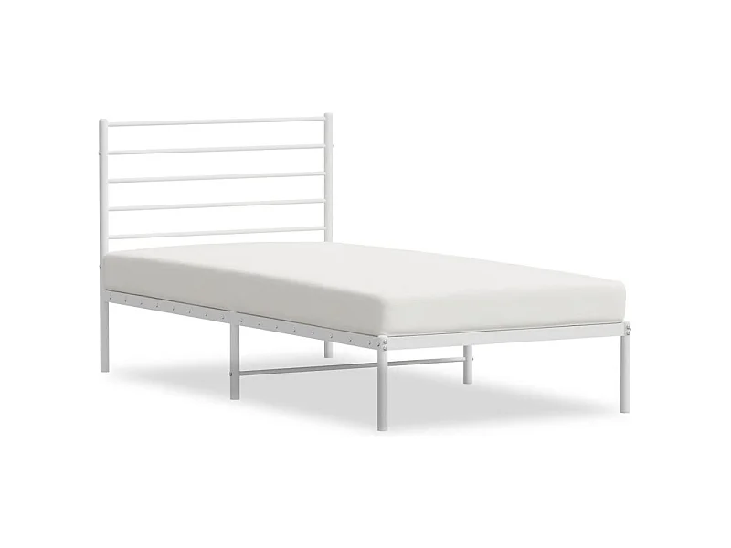 Cadre de lit métal avec tête de lit blanc 90x200