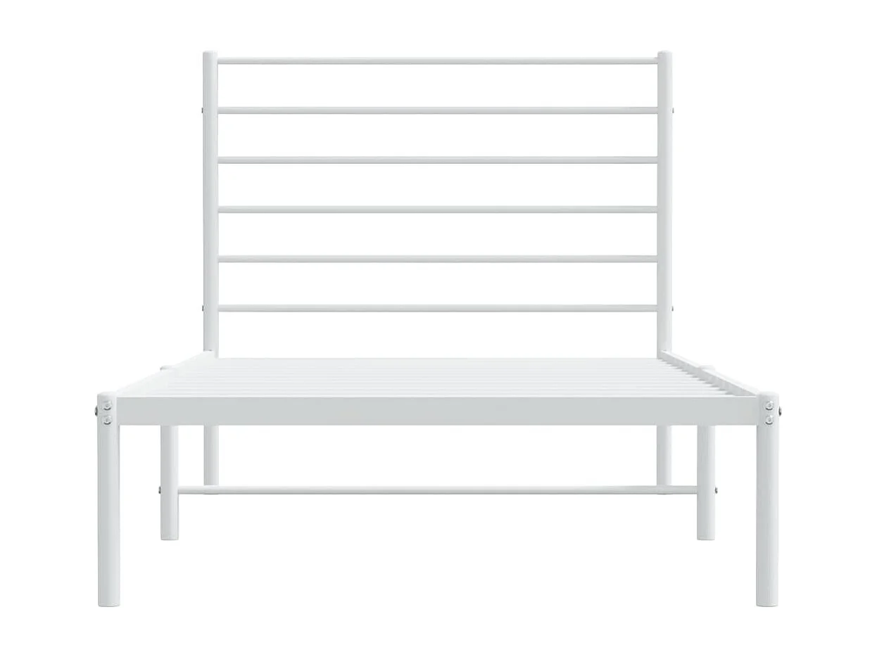 Cadre de lit métal avec tête de lit blanc 90x200