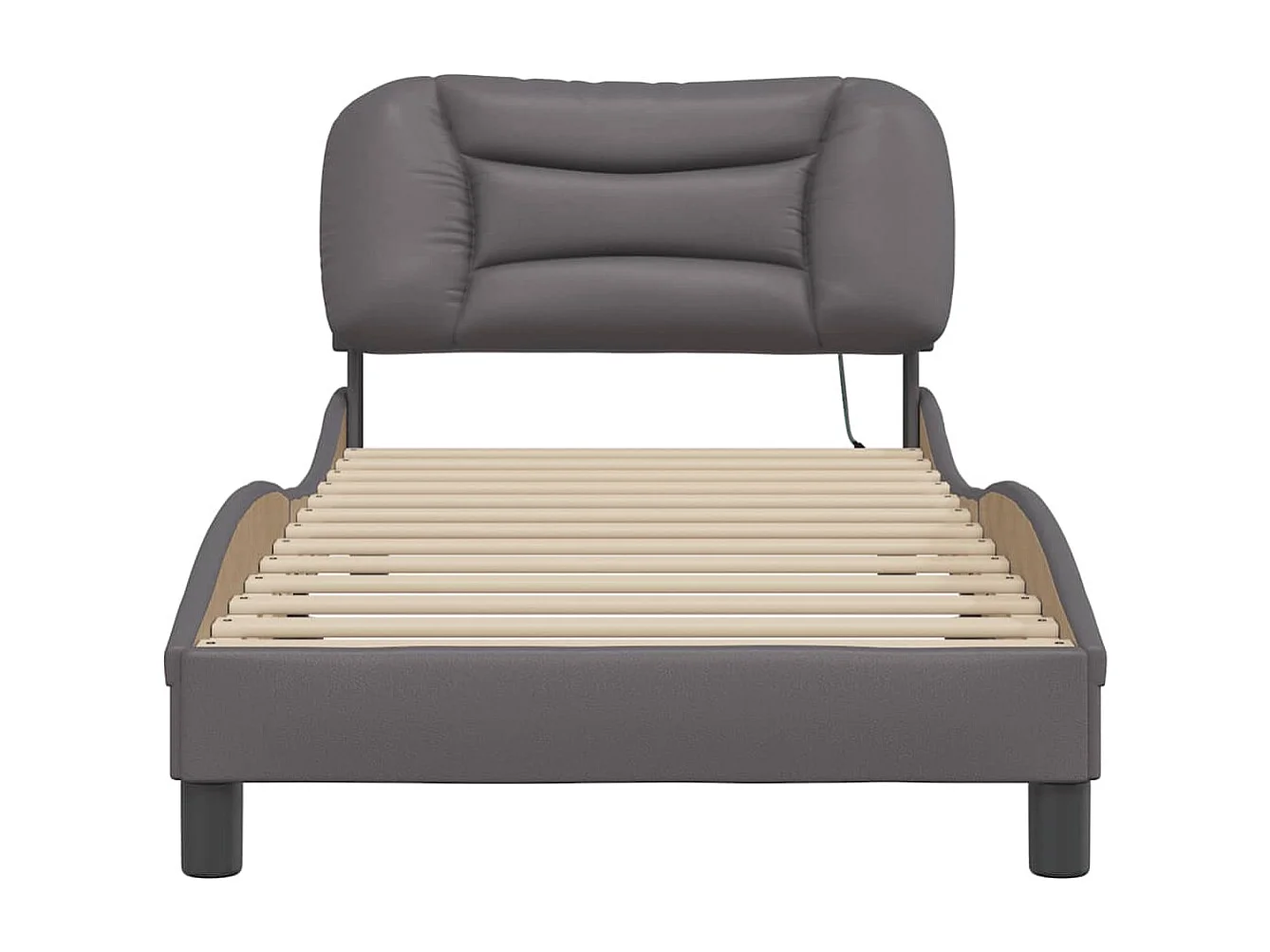 vidaXL Estructura de cama con luces LED cuero sintético gris 90x200 cm