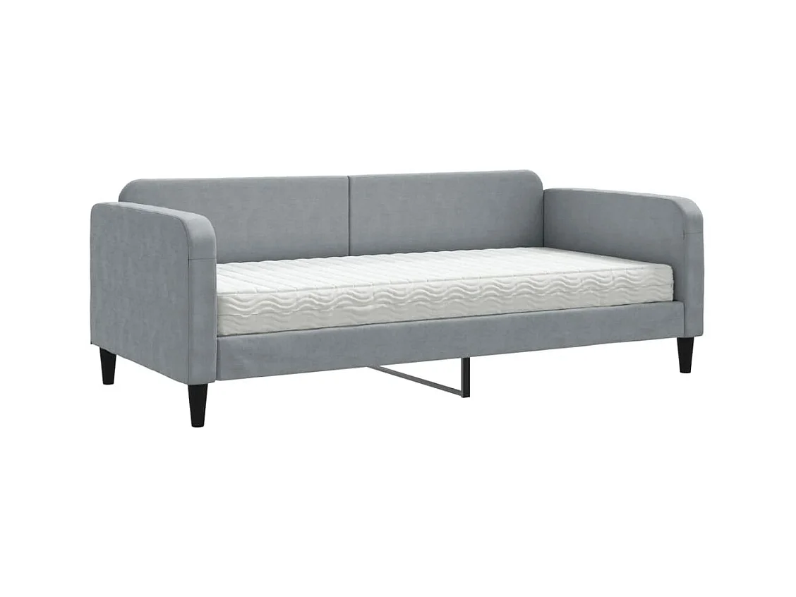 Lit de jour avec matelas gris clair 90x200 tissu