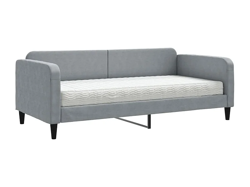 Lit de jour avec matelas gris clair 90x200 tissu