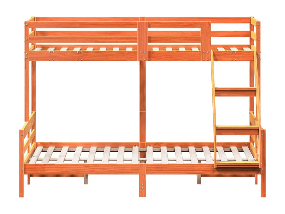 Lit superposé 80x200-140x200 cire marron bois de pin massif