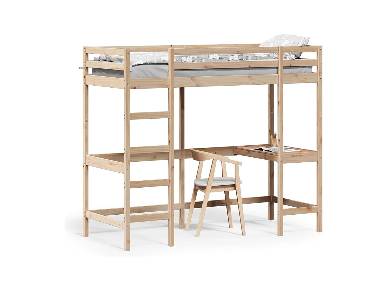 Lit superposé avec bureau 80x200 bois de pin massif