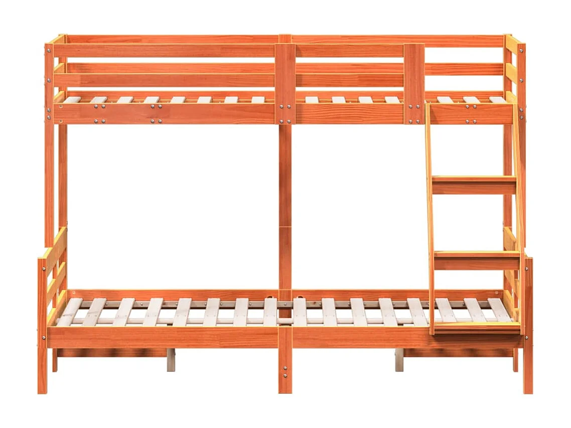 Lit superposé 80x200-120x200 cire marron bois de pin massif
