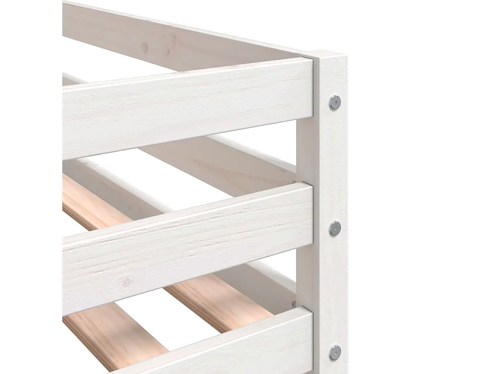 Lit superposé avec rideaux blanc-noir 80x200 bois pin massif