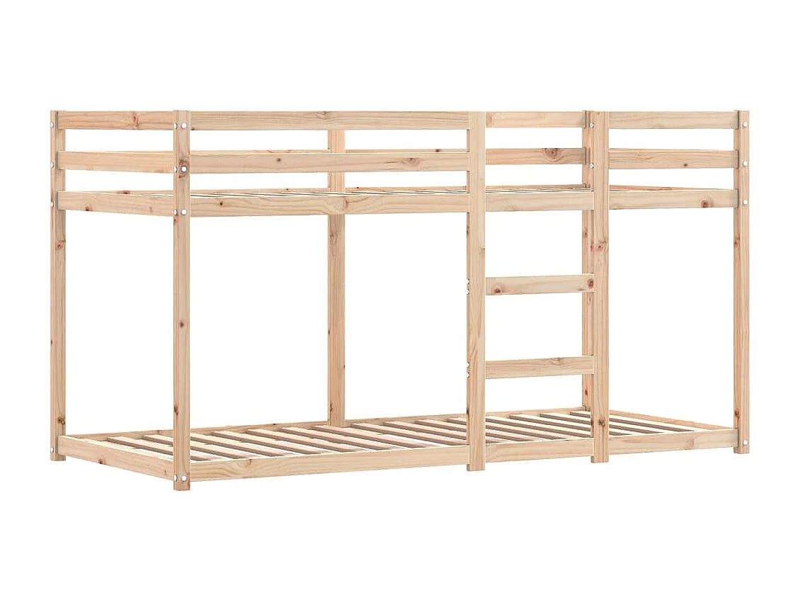 Lit superposé avec rideaux rose 90x190 bois pin massif