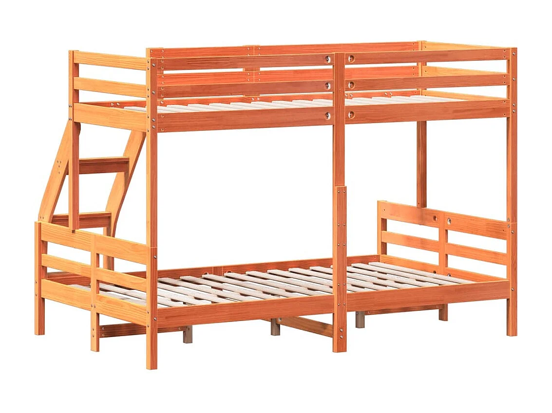 Lit superposé 90x200-120x200 cire marron bois de pin massif