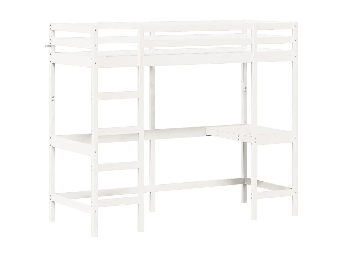 Lit superposé avec bureau blanc 75x190 bois de pin massif