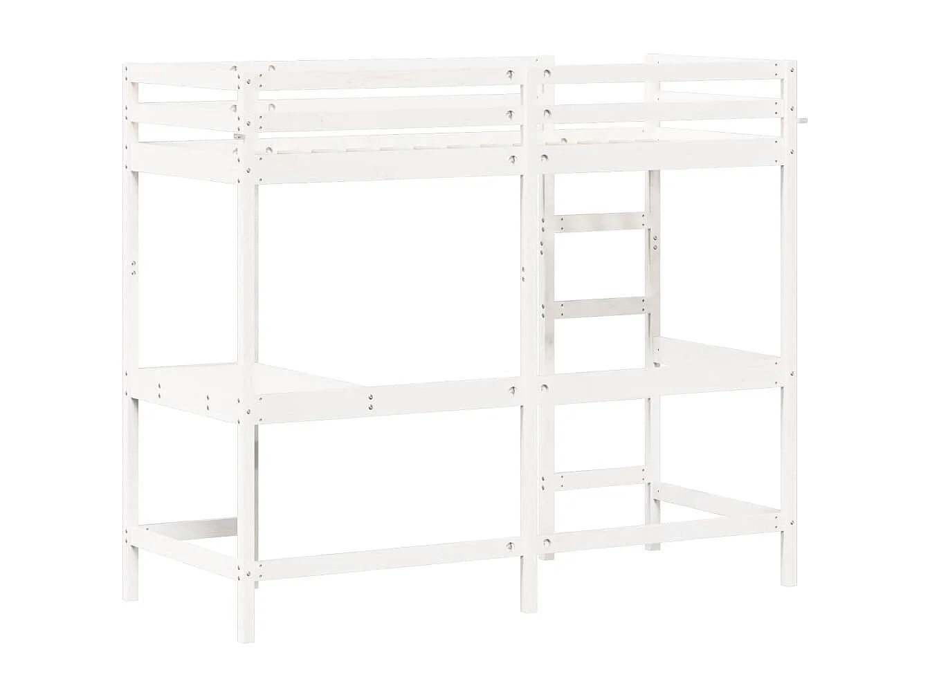 Lit superposé avec bureau blanc 75x190 bois de pin massif