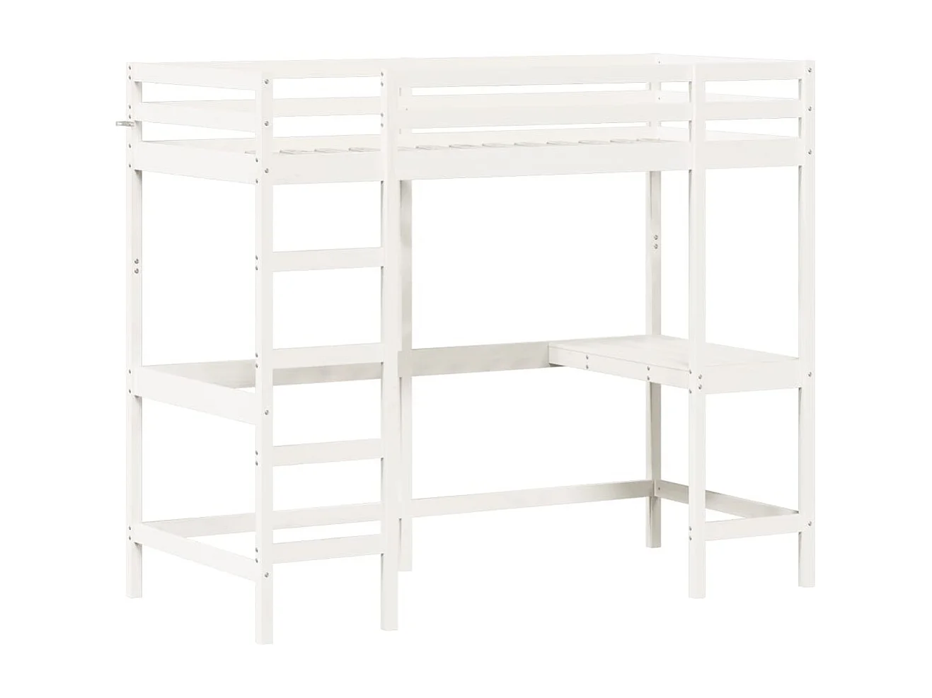 Lit superposé avec bureau blanc 100x200 bois de pin massif