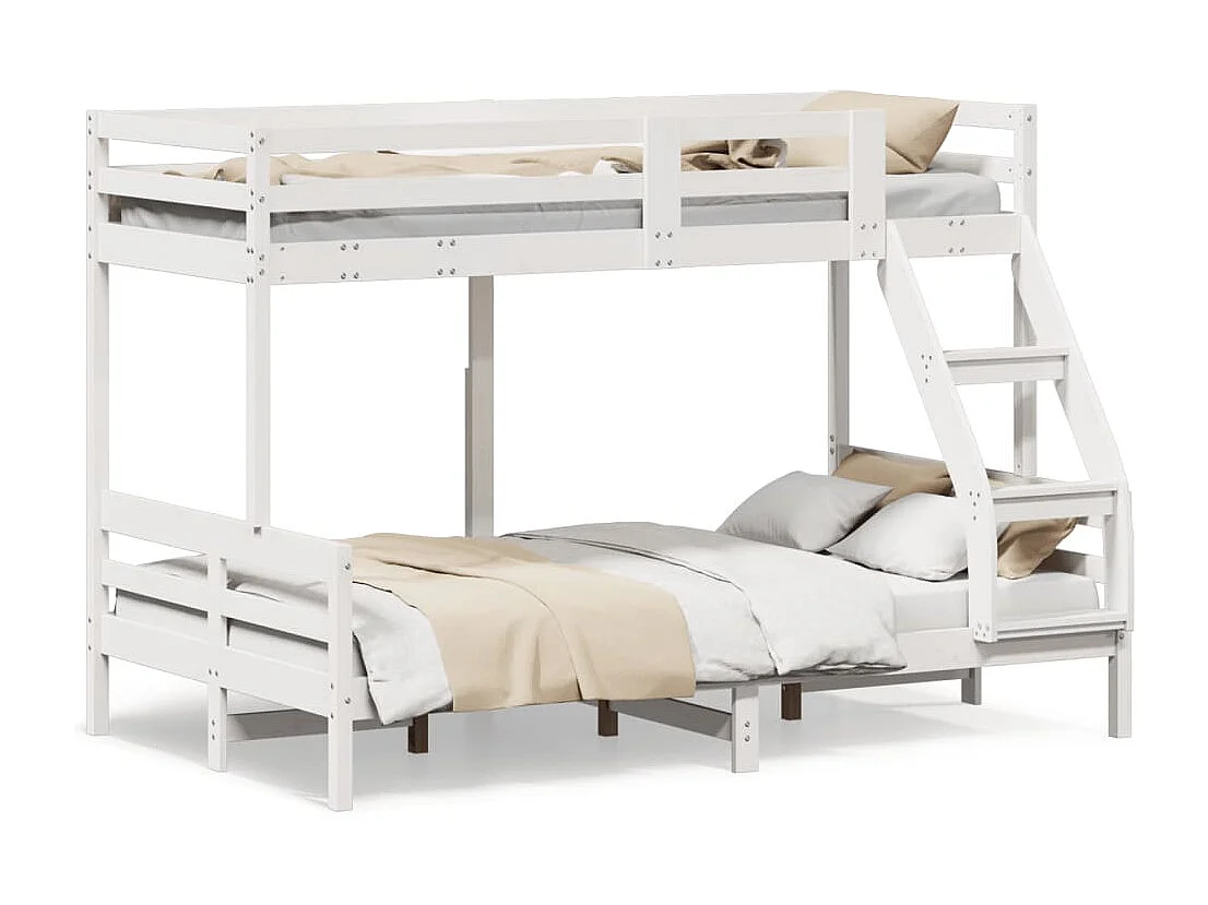 Lit superposé 90x200-120x200 blanc bois de pin massif