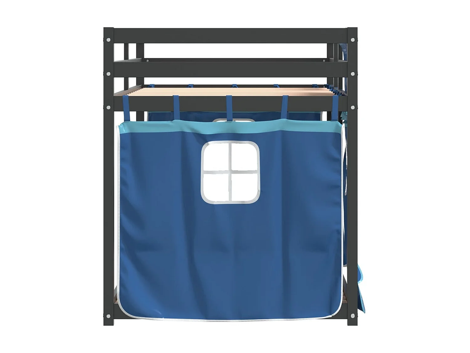 Lit superposé avec rideaux bleu 90x200 bois pin massif