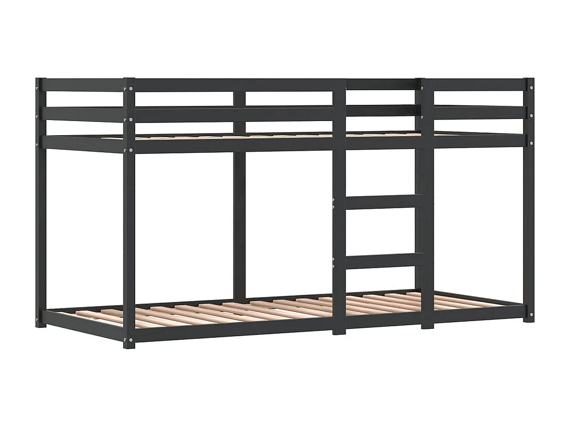 Lit superposé avec rideaux bleu 90x200 bois pin massif