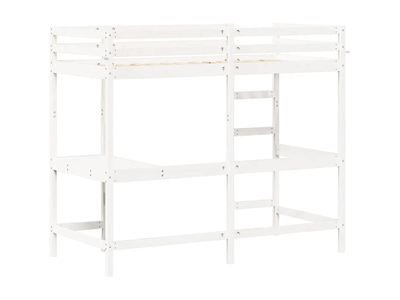 Lit superposé avec bureau blanc 90x190 bois de pin massif