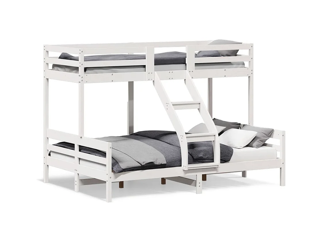Lit superposé 80x200-140x200 blanc bois de pin massif