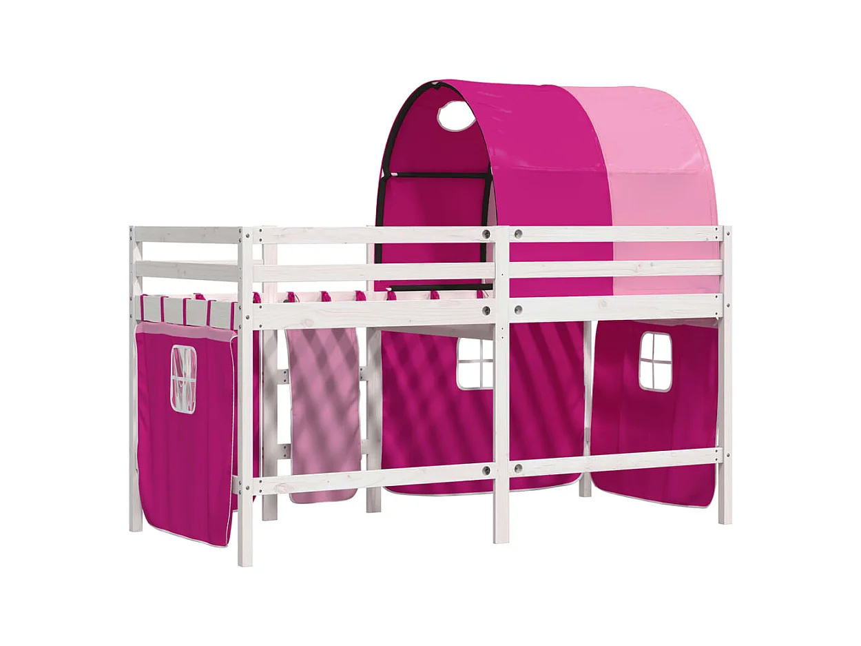 hoogslaper met tunnel 90x190 cm massief grenenhout roze