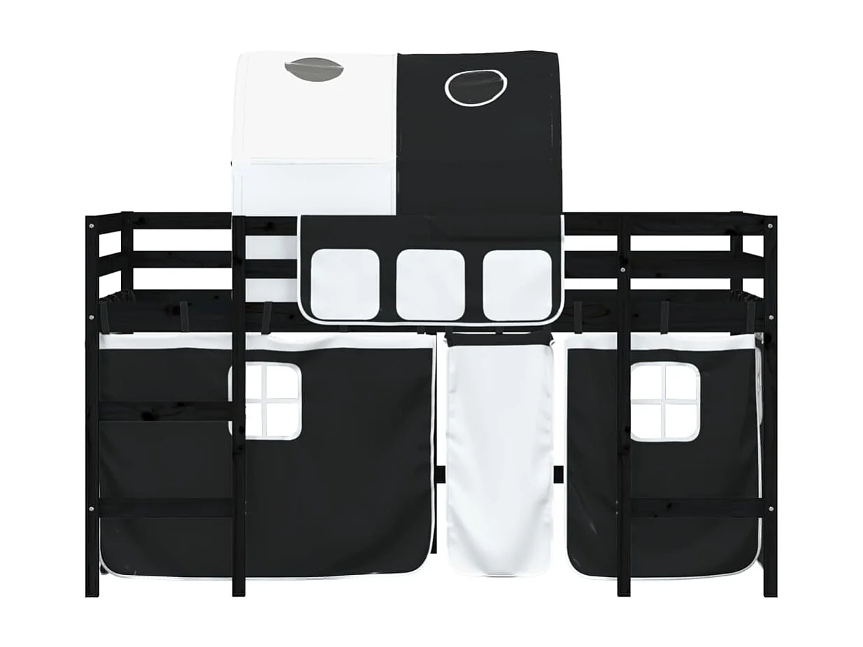 hoogslaper met tunnel 90x200 cm grenenhout wit en zwart